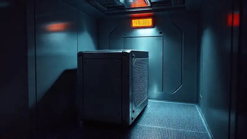 Laboratorio seguro con objeto misterioso y peligroso