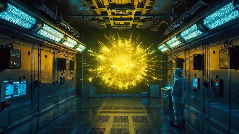 Sala segura con energía y tensión científica