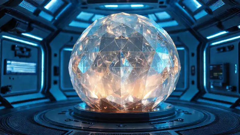 Estructura iridiscente futurista en contenedor seguro