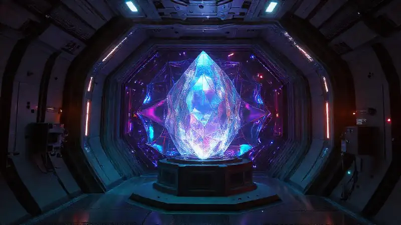 Cristal futurista en cámara de alta tecnología