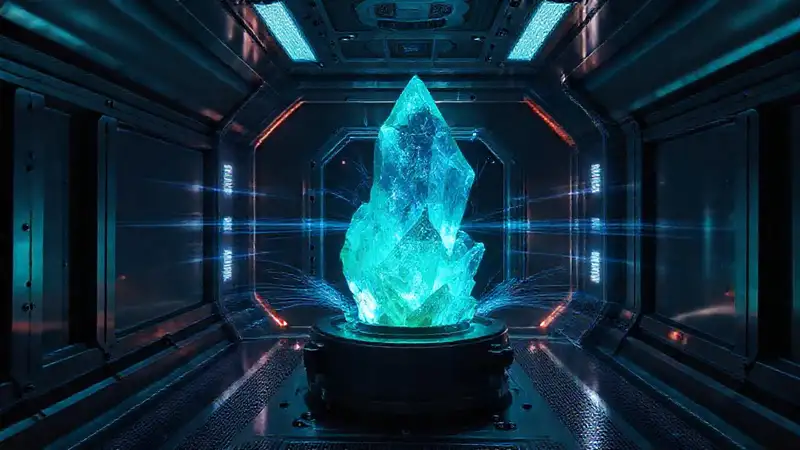 Objeto misterioso y seguro en contención futurista