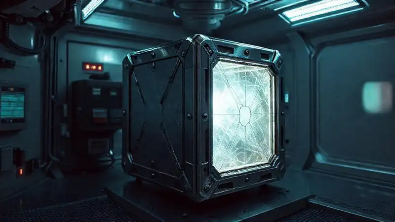 Cubo metálico con energía en cuarentena segura