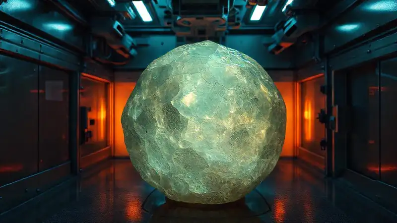 Cristal misterioso en cámara de alta seguridad