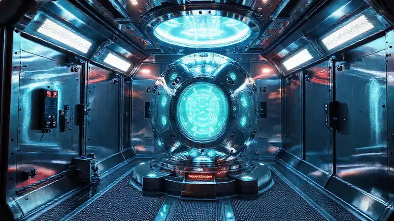 Estructura metálica misteriosa con energía y seguridad