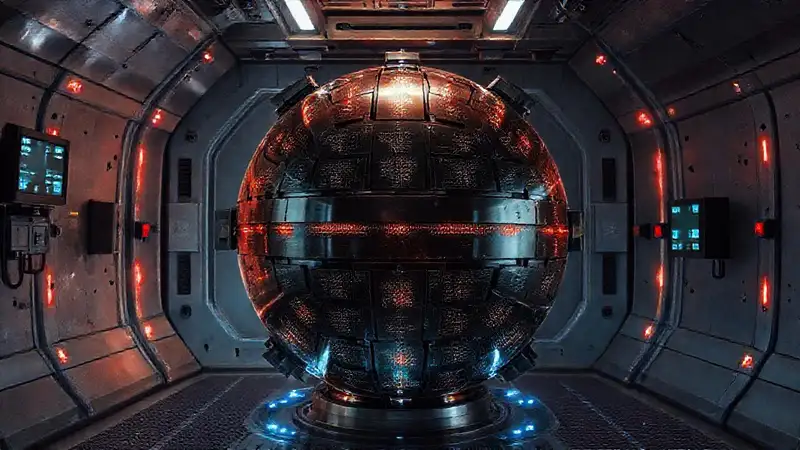 Esfera metálica en jaula de alta seguridad