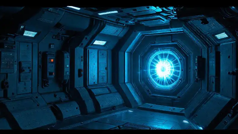 Cámara futurista con objeto energético misterioso