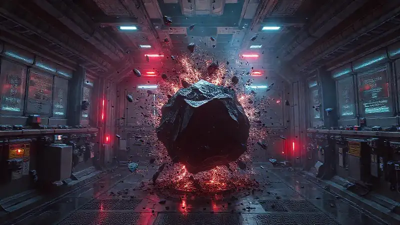 Núcleo cristalino oscuro en contención futurista