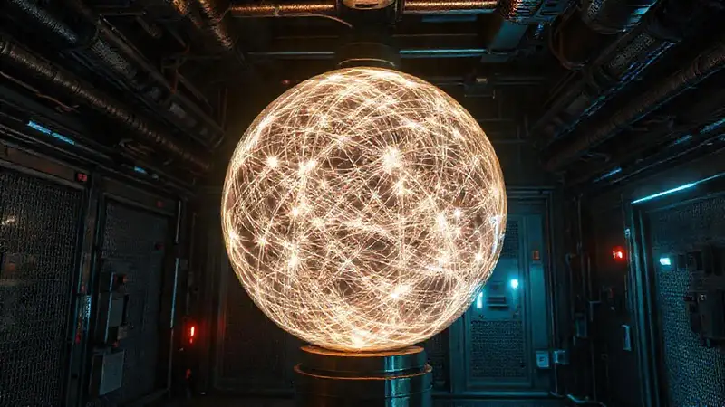 Esfera luminosa en cámara de seguridad científica