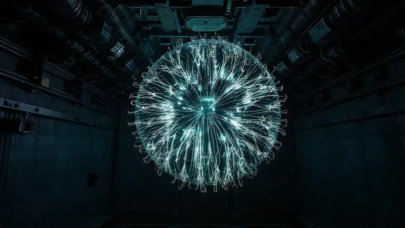 Esfera luminosa misteriosa en contención segura