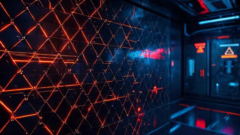 Patrón metálico con líneas de seguridad tecnológica