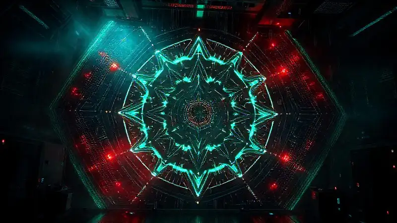 Forma geométrica misteriosa con atmósfera ominosa