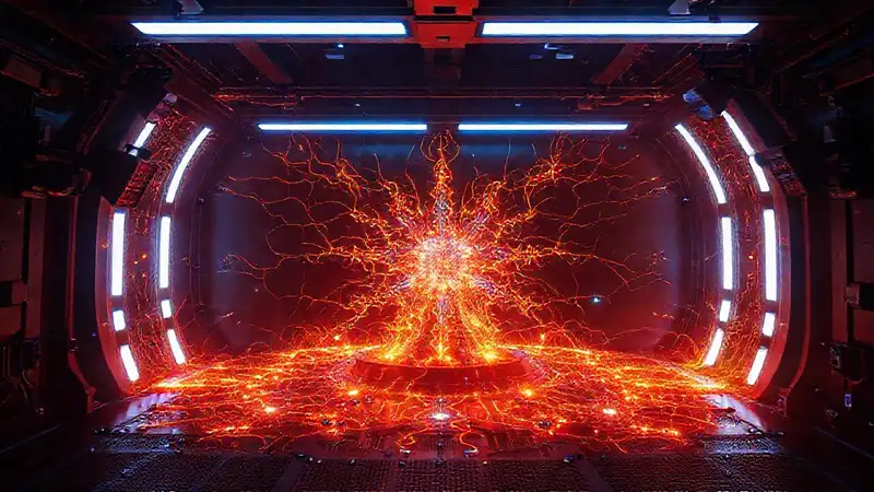 Fenómeno electromagnético misterioso en cámara futurista
