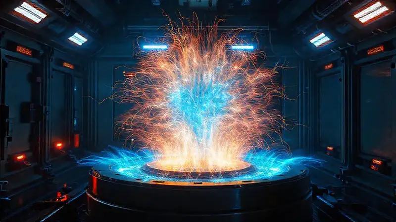 Campo de energía electromagnética en entorno metálico