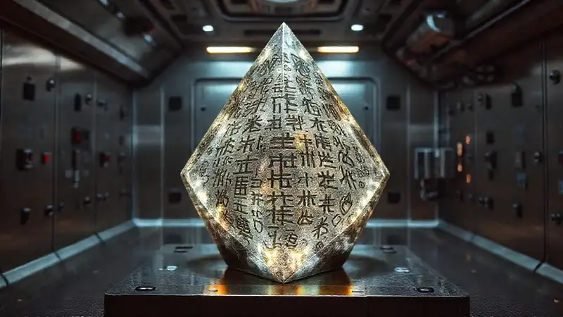 Artefacto misterioso en laboratorio futurista