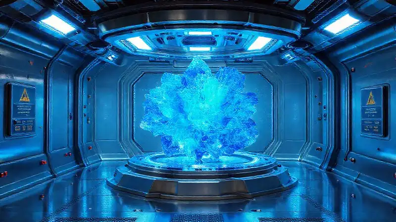 Cristal fractal azul en cámara de seguridad