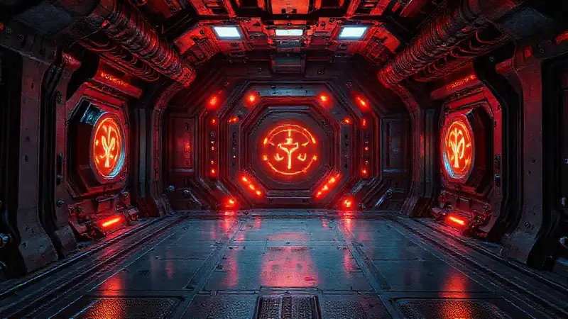 Estructura futurista en sala de alta tecnología