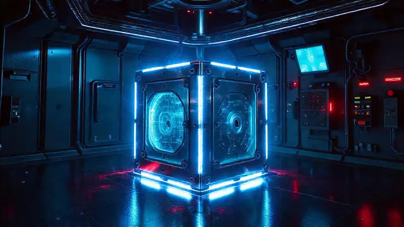 Cubículo metálico con aura electromagnética misteriosa