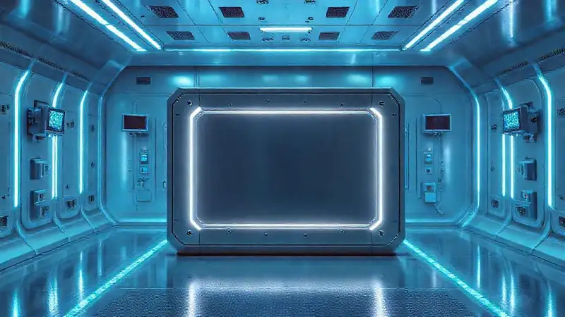 Cuadro metálico futurista en cámara de seguridad
