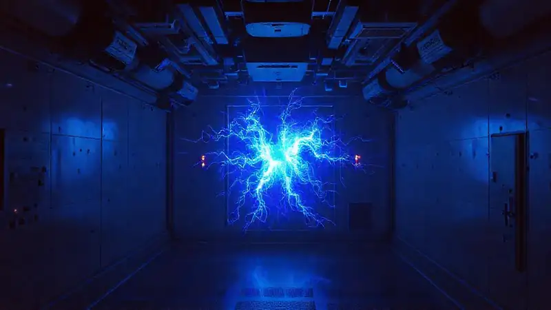 Anomalía electromagnética en laboratorio futurista segura