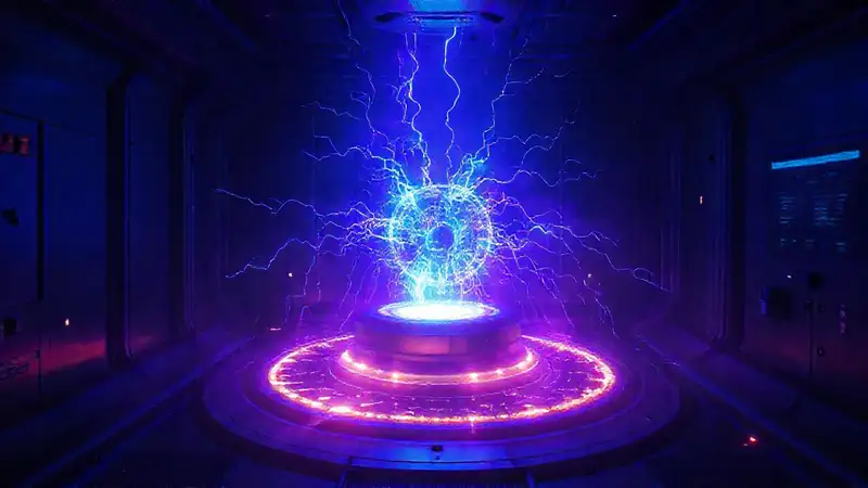 Anomalía electromagnética luminosa en contención futurista