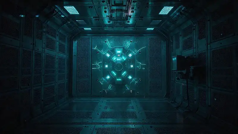 Habitación segura con tecnología y misterio abstracto