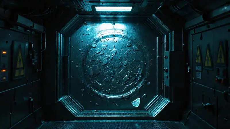 Sala de contención futurista y misteriosa