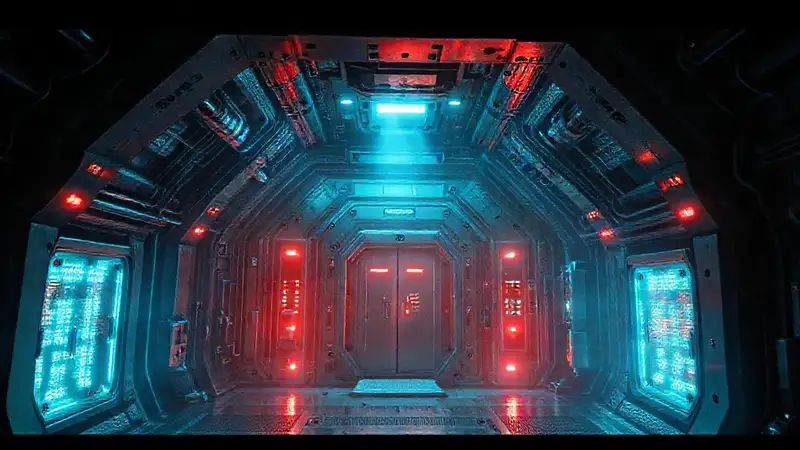 Estructura futurista con tecnología avanzada y segura