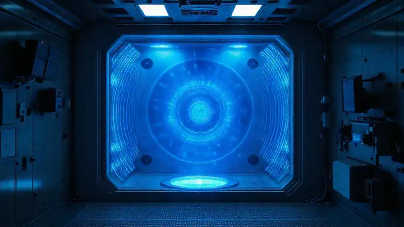 Sala de contención segura con objeto misterioso