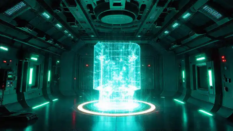 Estructura futurista, distorsión y ambiente de seguridad