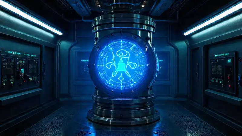Dispositivo cilíndrico misterioso en sala segura