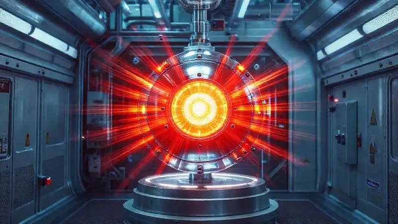 Esfera metálica misteriosa en laboratorio futurista