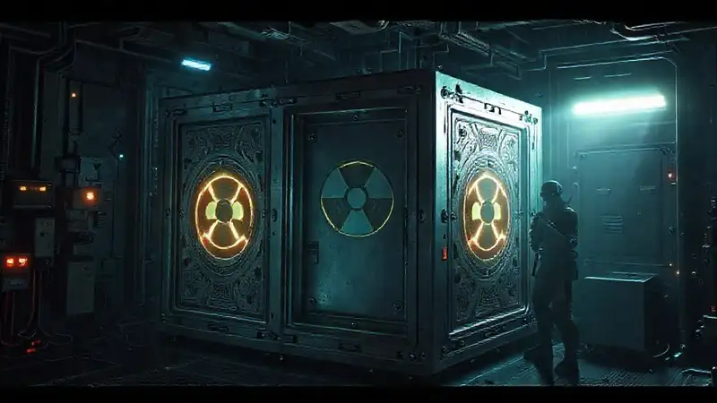 Cápsula de contención futurista y vigilada