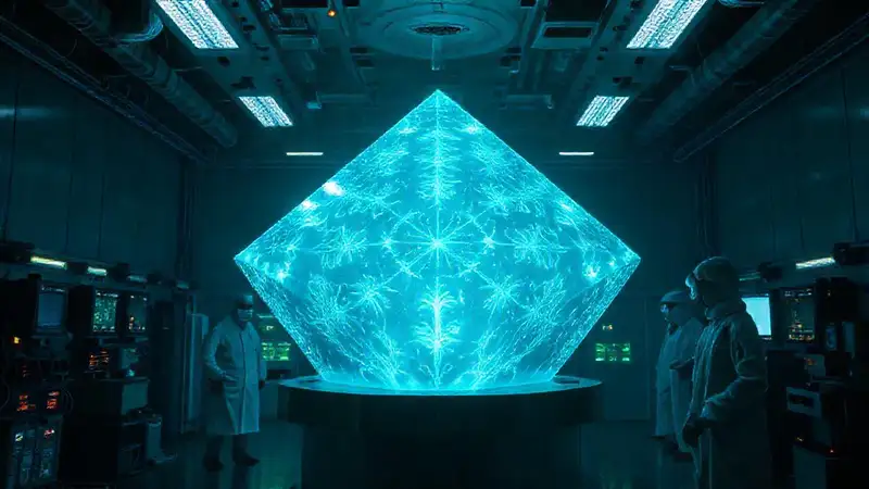 Cristal luminoso en ambiente seguro y misterioso