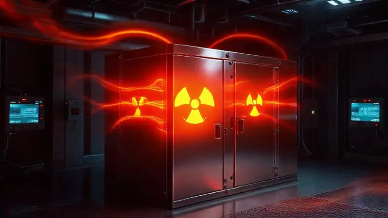 Contenedor metálico con energía y tecnología avanzada