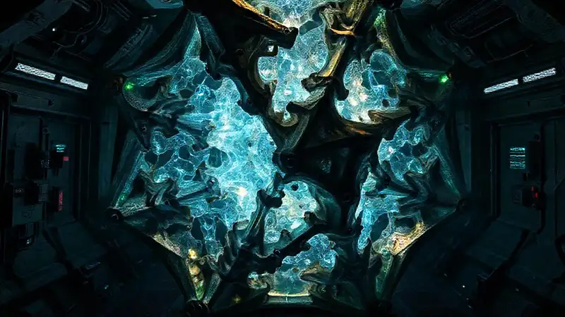 Estructura fractal luminosa en cámara segura
