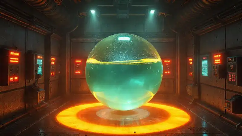 Objeto líquido misterioso en cámara de alta tecnología