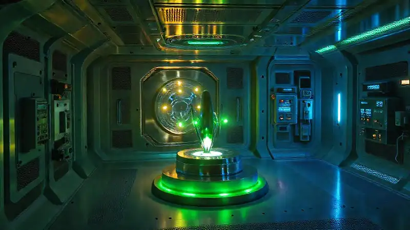 Cápsula futurista con energía y tecnología avanzada