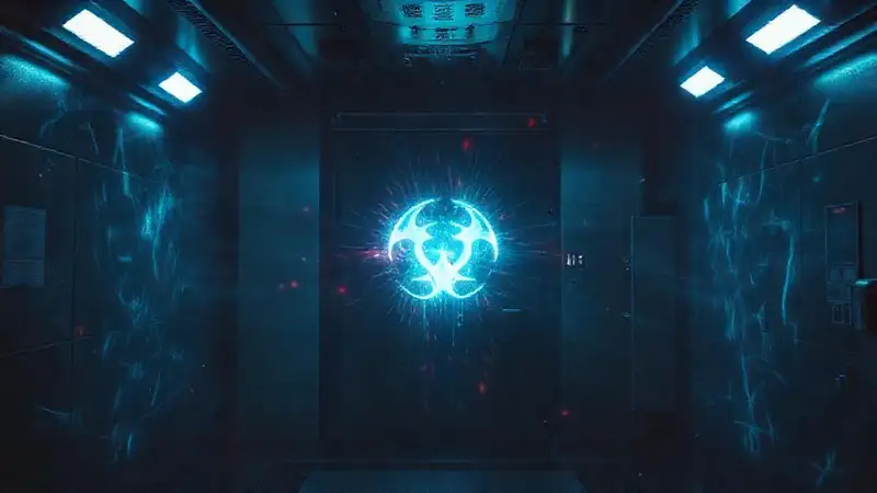 Campo de energía misterioso en cámara futurista