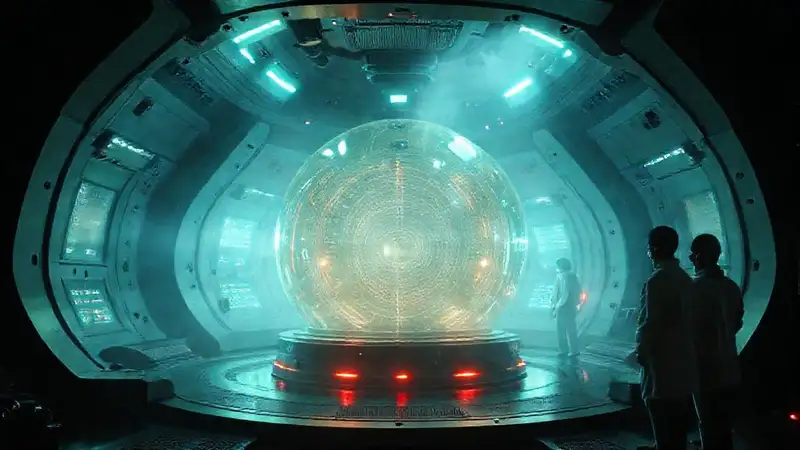Camara de contención futurista y misteriosa