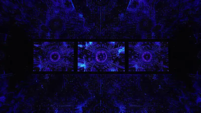Patrón digital inquietante con efectos abstractos
