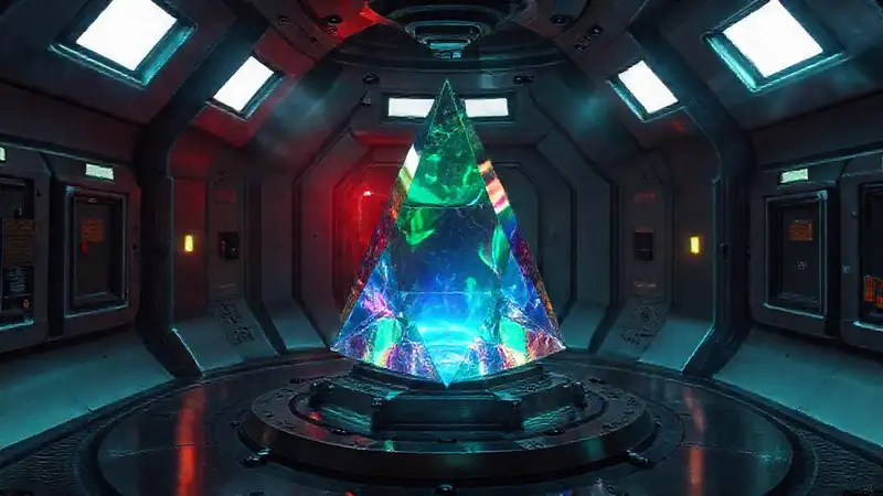 Recipiente prismático de alta tecnología y misterio