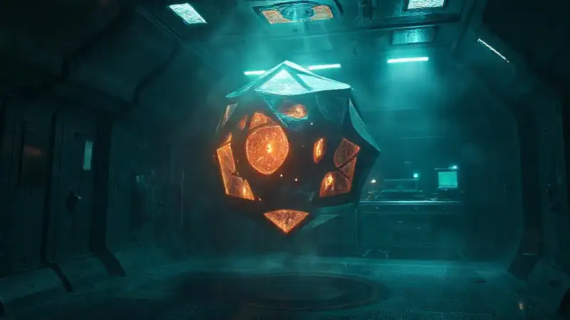 Forma geométrica distorsionada y entidad misteriosa
