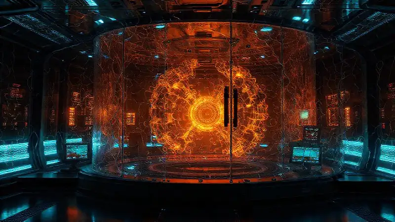 Camara futurista con distorsiones y energía misteriosa