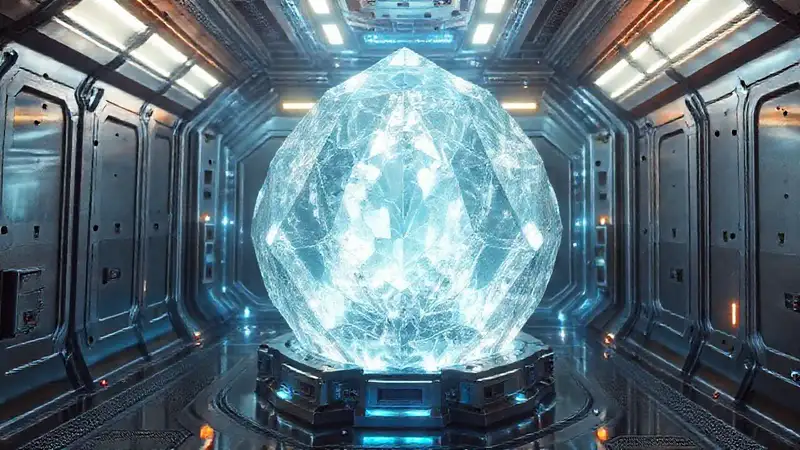Cristal brillante en entorno futurista y seguro