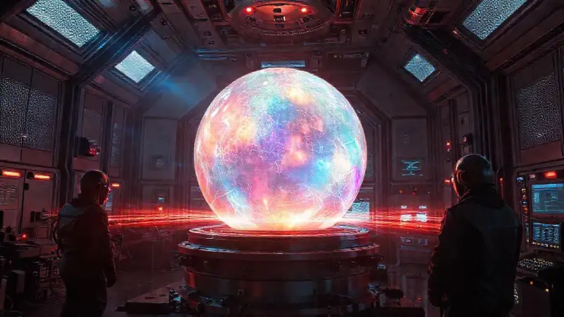 Esfera luminosa en cámara de alta tecnología