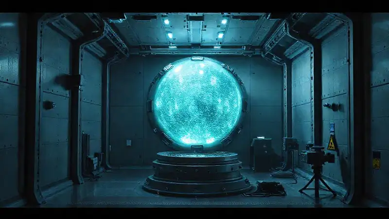 Esfera luminosa en cámara de alta tecnología
