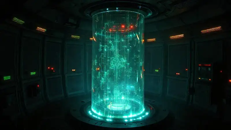 Estructura futurista con luces y seguridad