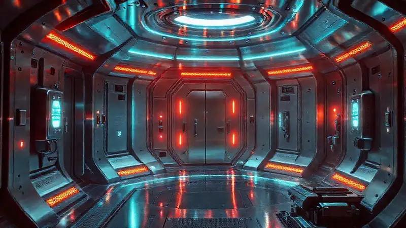 Cámaras futuristas con sensores y luces de advertencia