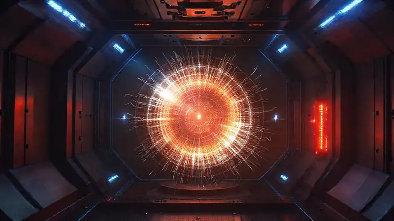Campo energético inestable en contenedor futurista