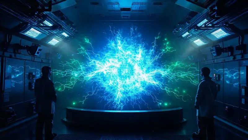 Campo energético misterioso en contención futurista